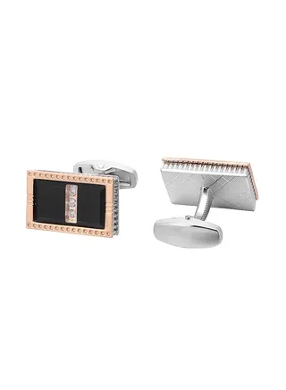 Round Inset Crystal Shirt Cufflinks 