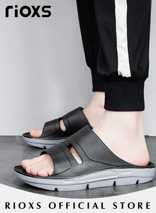 Men's Casual Slippers Lightweight Soft Sole Slippers Thick Sole Platform U-Shaped Slippers Anti-Slip Open Toe Sandal Slippers For Indoors And Outdoors 
