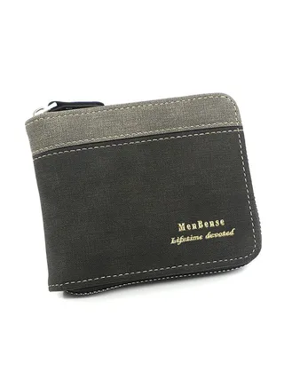Contrast Leather Men's Bifold Short Wallet Card Holder Certificate Coin Money Zipper Bag with Commute Business 