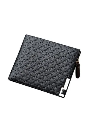 Men's Business Embossed Hardware Zip Wallet Black 