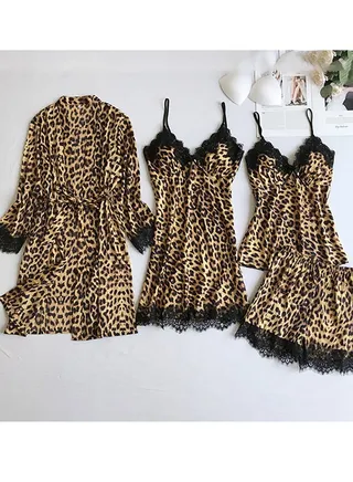 Fashionable And Comfortable Leopard Pattern Lace Home Fur Set 