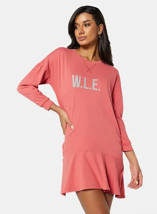Eco-Friendly Ruffle Loungewear Nightdress Pink 