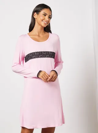 Women's Casual Contrast Front Mini Dress Light Pink/Black 