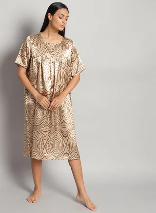 Casual Midi Nightdress Brown/Beige 