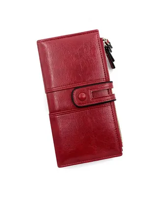 Classic Stone Texture PU Leather Ladies Clutch for Women Long Wallet Large Capacity Zipper Money Bag Card Holder for Shopping Commute 19.5*11*2.5cm 
