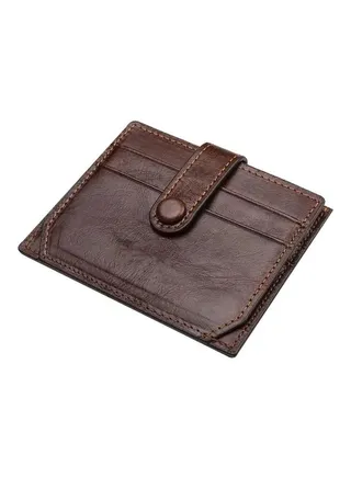 Multifunctional Leather Anti Theft Zipper Card Bag With Buckle Multi Clip Men Wallet Deep Coffee 