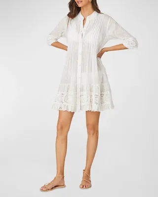 Milos Eyelet Embroidered Mini Dress