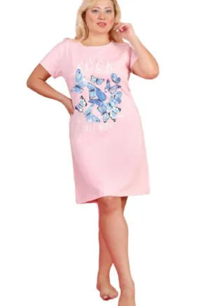 Cotton night dress with short sleeves loose elegant large sizes 