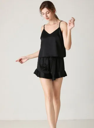 Silk suspenders two-piece pajamas set 
