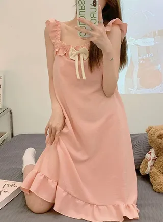 Bow Knot Sweet Camisole Pajamas 