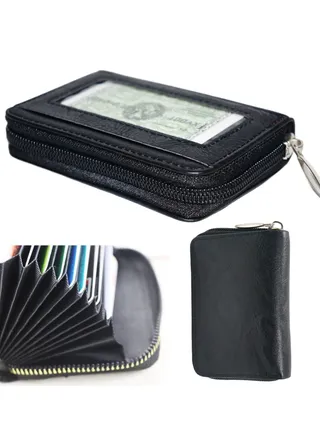 Pu leather unisex zip credit cards and money light wallet 