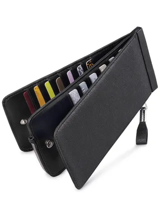Womens Leather Credit Card Holder Wallet RFID Blocking Wallet Men and Women Card Case Purse, Black 