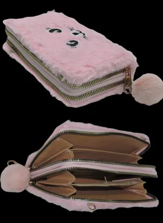 Crossbody fur Bag Women Cell Phone Pouch Purse Ladies Small Shoulder Bag Unique Pattern Clutch Bag Wallet with Clip Closure and Fashion Metal Chain Flower 