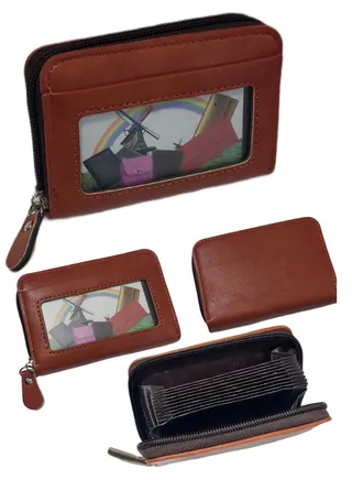 Pu leather unisex zip credit cards and money light wallet 