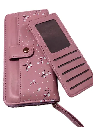 Large Faux Leather Women Wallet Zipper Design With Front Pocket And cards holders 