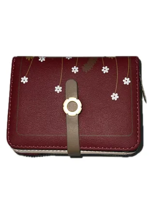 Leather Zip Around Wallet For Women, Dark Red Colour 