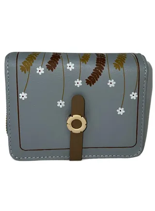 Leather Zip Around Wallet For Women, Blue Sky Colour 