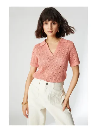 Crochet Knitted Polo Top 