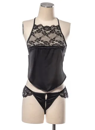 Retro Bowknot Suspender Bellyband Lingerie Set 