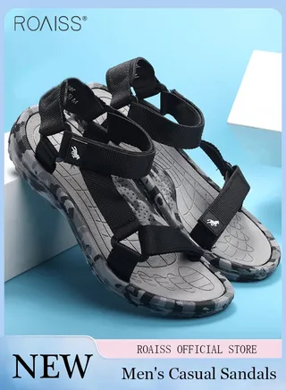 Fashionable Simple Versatile Sandals Men'S Daily Commuting Camouflage Print Open Toe Velcro Beach Summer Sandals 
