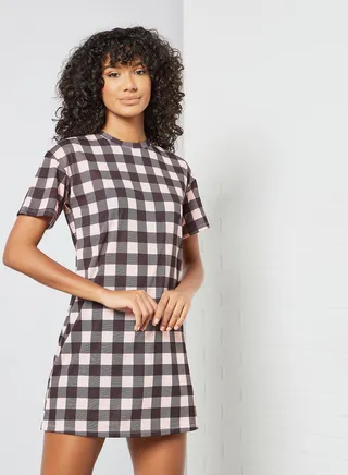 Checkered Nightdress Pink/Black 