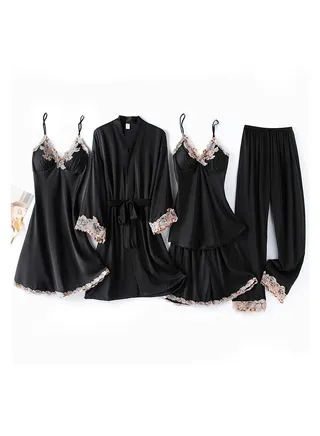 Five-piece suspender pajamas set that can be worn in all seasons 