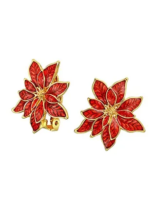 Gold Plated Flower Shape Clip On Earrings 