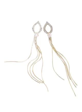 Dazzling Rhinestones Elegant Tassels Earrings 