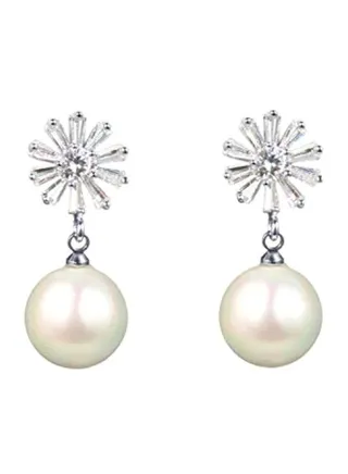 Silver Plated Pearl Studded Stud Earrings 