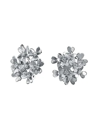 Brass Bouquet Of Flower Shape Cubic Zirconia Clip-Ons 