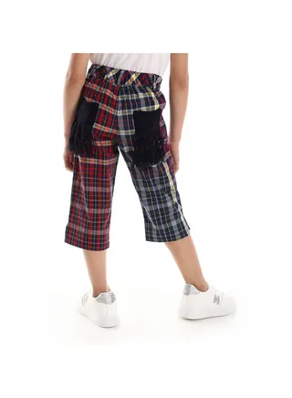Multi-Plaids Pattern Girls Pantacourt 