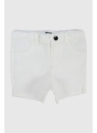 Unisex White Gabardine Shorts 