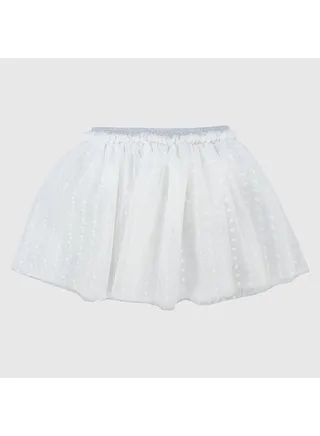 White Dotted Ruffled Skirt 