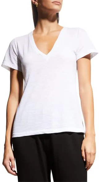 V-Neck Short-Sleeve Slub Jersey Tee