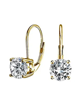 Gold Plated Classic Bridal Solitaire Cubic Zirconia Round Clip-Ons 