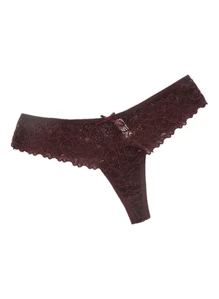Lace Detail G-String Wine Red 