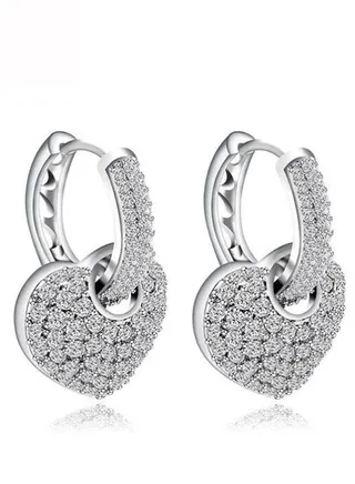 Rhodium Plated Cubic Zirconia Dangle Earrings 