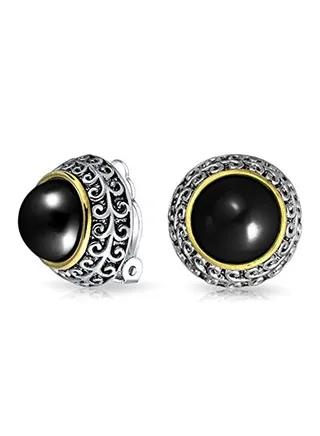 Bali Style Dome Shape Button Clip On Earrings 