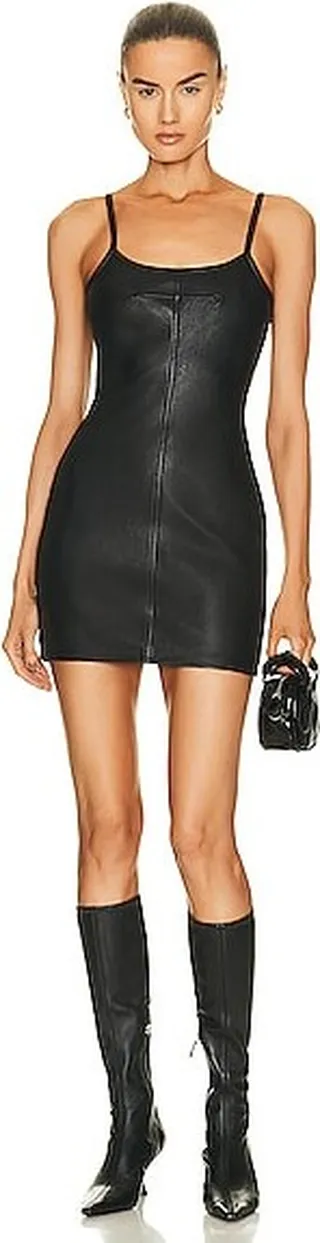 Alexander Wang Leather Bodycon Tank Dress in Black