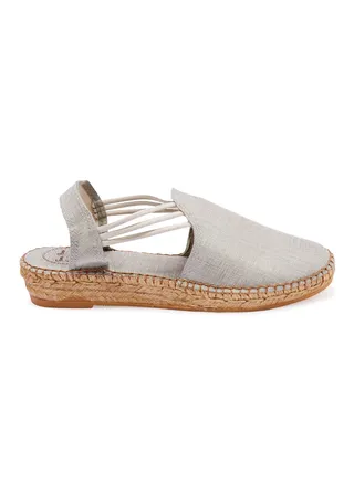 Neus Metallic Elastic Strap Flat Espadrille Silver (Plata) 