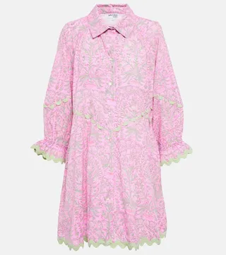 Floral embroidered cotton minidress