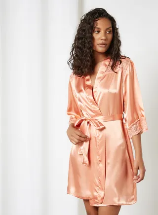 Adjustable Bowknot  Detail Robe Rose 