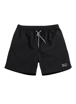Solid Workout Fitness Quick Dry Shorts Black 
