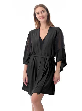 Elegant and Comfortable Sleepwear Robe Black 