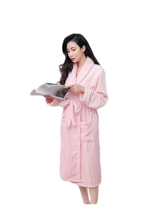 Plain Belted Bathrobe Pink 