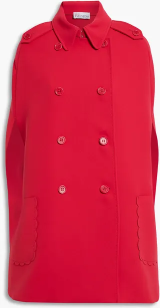 Double-breasted crepe cape