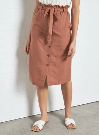 Paperbag Waist Skirt Brown 