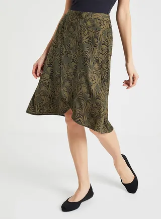 Tiger Graphic Printed Skirt Green 