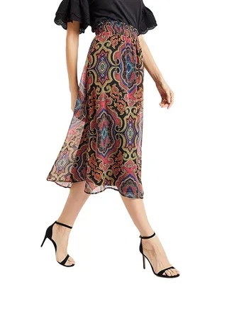 Casual Retro Print Skirt Multicolour 