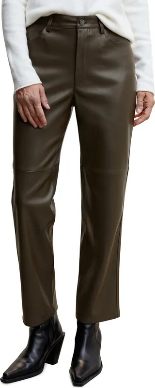 Faux Leather Straight Leg Pants